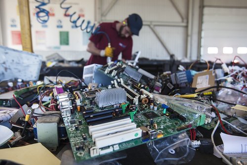 Aptus eWaste recycling facility with electronics
